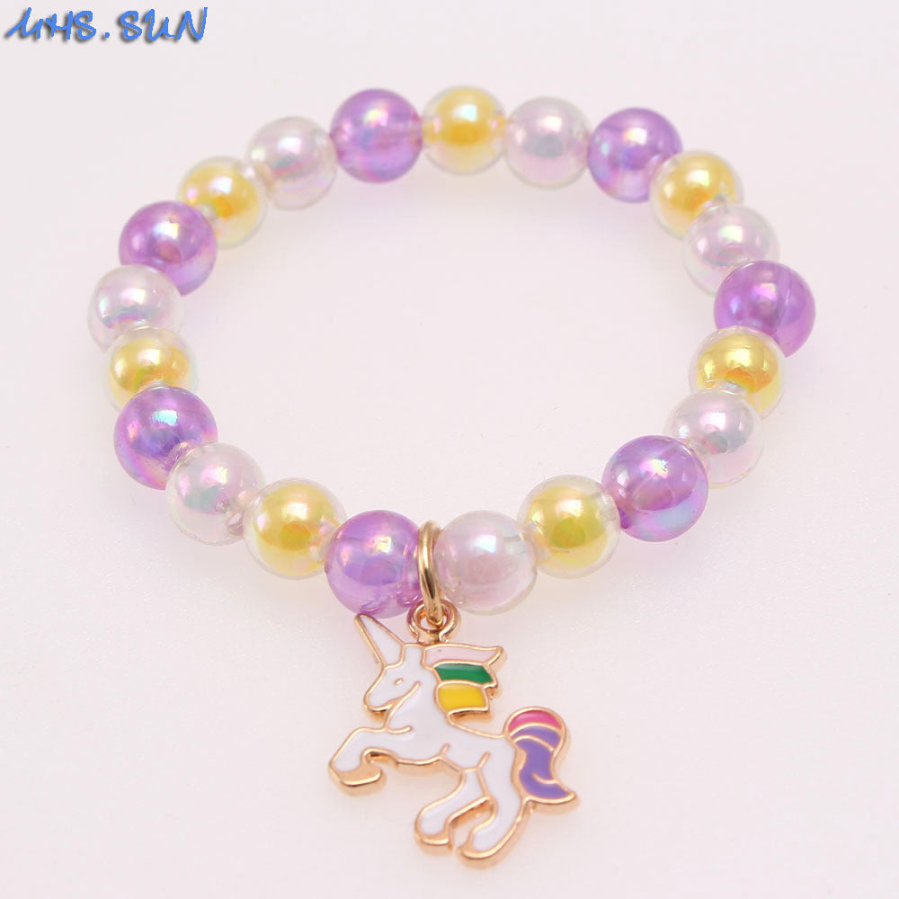 Wholesale Rainbow Cloud Oil Drip Acrylic Beaded Bracelet